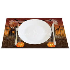 Lofaris Halloween Set of 4 Placemats with Bat Ghost Castle and Jack-O’-Lantern for Spooky Party Decor