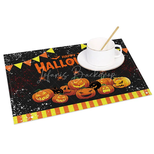 Lofaris Halloween Spider and Jack-O’-Lantern Set of 4 Placemats for Spooky Fun Holiday Party Decor