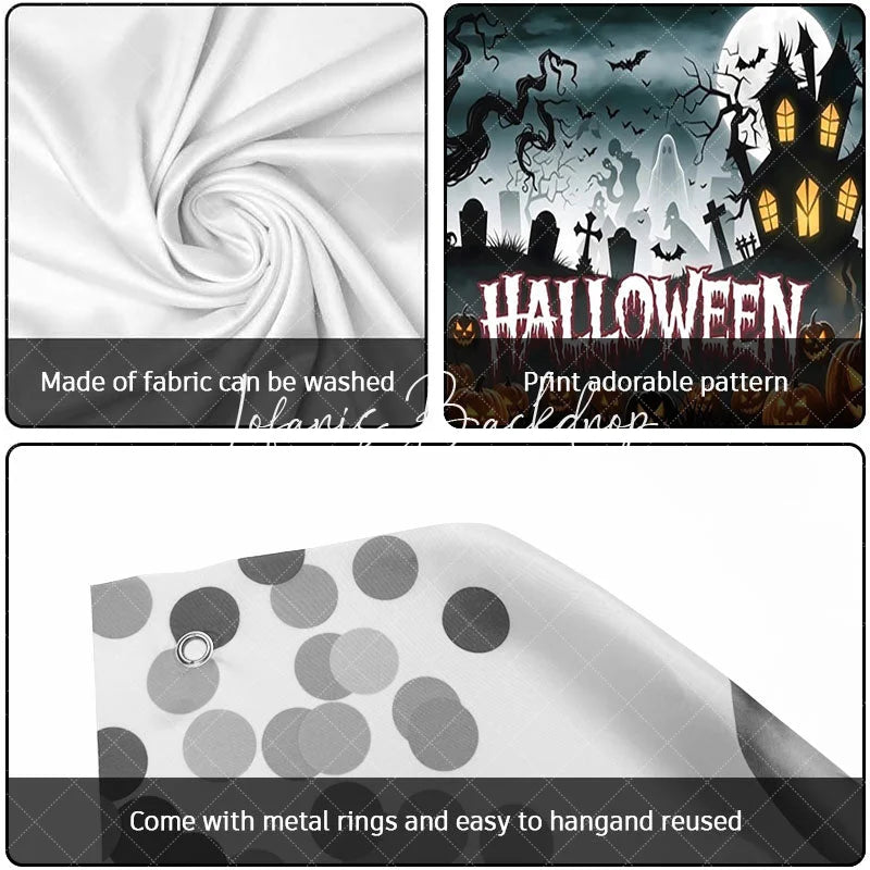 Lofaris Halloween Spooky Garage Door Banner Haunted House with Carved Pumpkins and Full Moon Decor