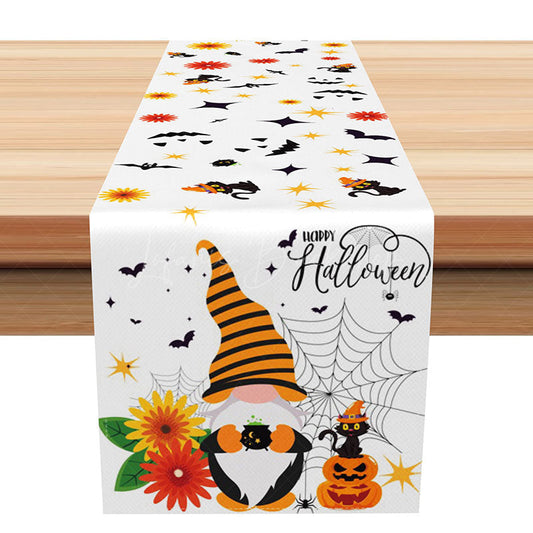 Lofaris Halloween Table Runner with Floral Spider Web and Pumpkin for Gothic Whimsical Spooky Decor