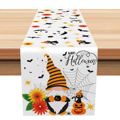 Lofaris Halloween Table Runner with Floral Spider Web and Pumpkin for Gothic Whimsical Spooky Decor