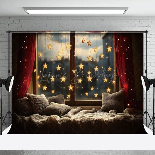 Lofaris Hanging Star Lights Bay Window Photography Backdrop