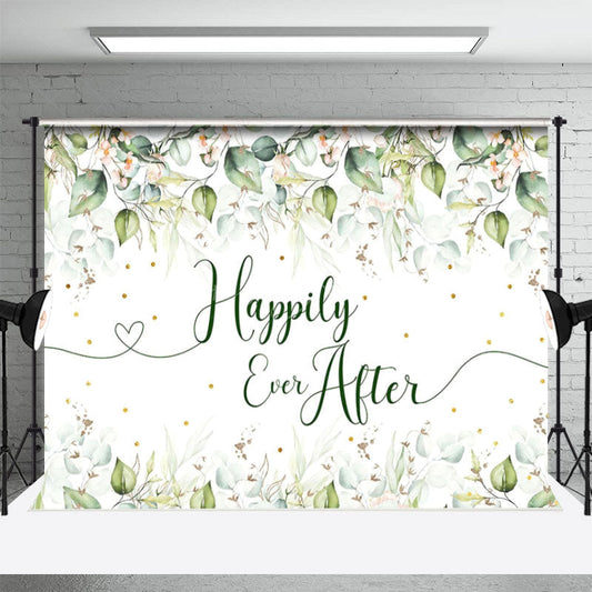Lofaris Happily Ever After Green Eucalyptus Backdrop for Wedding