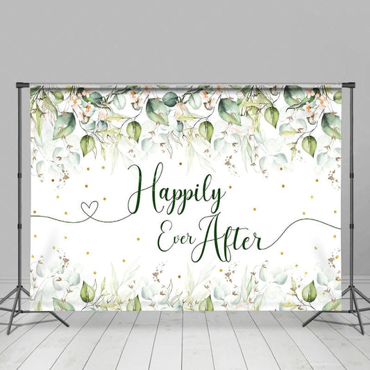 Lofaris Happily Ever After Green Eucalyptus Backdrop for Wedding