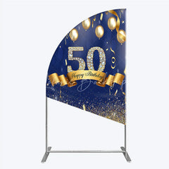 Lofaris Happy 50th Birthday Half Moon Arch Backdrop Royal Blue and Gold Balloons Diamond Glitter Party Decor