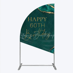 Lofaris Happy 60th Birthday Half Moon Arch Backdrop Emerald Green Gold Marble Decoration Abstract Luxury Background