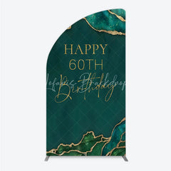 Lofaris Happy 60th Birthday Half Moon Arch Backdrop Emerald Green Gold Marble Decoration Abstract Luxury Background
