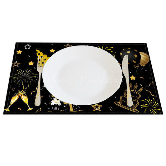 Lofaris Happy Birthday Balloons Black Set of 4 Placemats