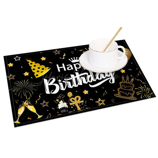Lofaris Happy Birthday Balloons Black Set of 4 Placemats