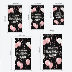 Lofaris Happy Birthday to You Pink and White Balloons Rectangle Backdrop Glitter Confetti Party Cover