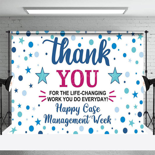 Lofaris Happy Case Management Blue Dots Thank You Backdrop