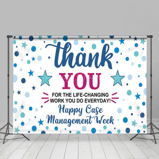 Lofaris Happy Case Management Blue Dots Thank You Backdrop