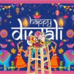 Lofaris Happy Diwali Backdrop for Festival of Lights Traditional Indian Celebration with Elephants Dancers and Rangoli