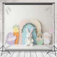 Lofaris Happy Easter Backdrop Cute Bunny Chick Sheep Polka Dot Photography Background Spring Holiday Party Decoration