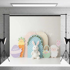 Lofaris Happy Easter Backdrop Cute Bunny Chick Sheep Polka Dot Photography Background Spring Holiday Party Decoration