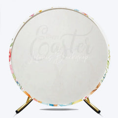 Lofaris Happy Easter Round Backdrop Watercolor Bunny and Spring Eggs Party Photography Background