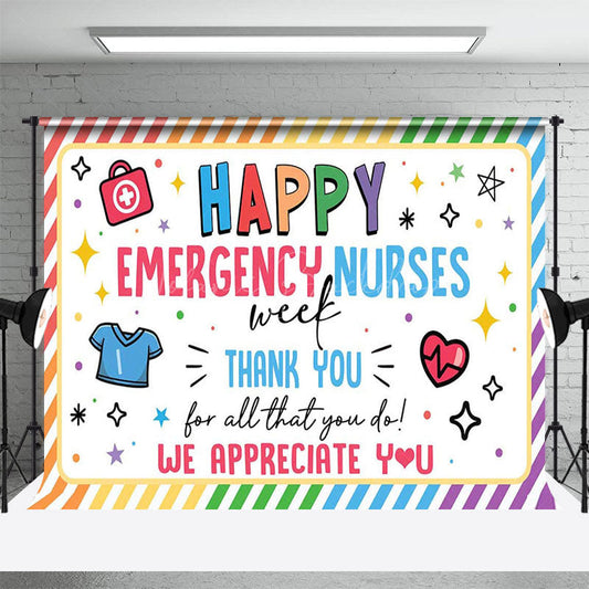 Lofaris Happy Emergency Nurses Week Color Thank You Backdrop