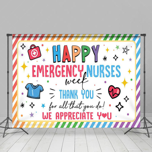 Lofaris Happy Emergency Nurses Week Color Thank You Backdrop