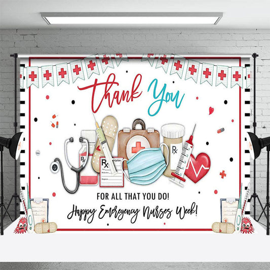 Lofaris Happy Emergency Nurses Week Cross Flags Backdrop
