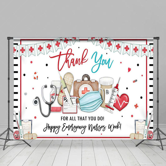 Lofaris Happy Emergency Nurses Week Cross Flags Backdrop