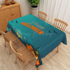 Lofaris Happy Halloween Rectangle Tablecloth with Jack O’ Lantern Pumpkins for Spooky Holiday Party Decor