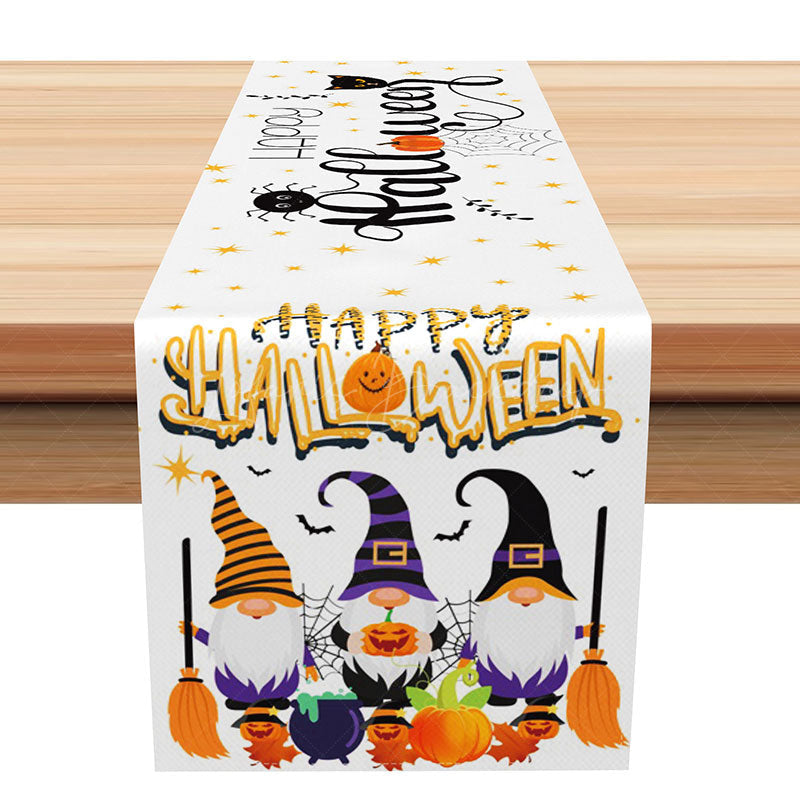 Lofaris Happy Halloween Table Runner with Cartoon Pumpkin and Bats for Fun Spooky Kids Party Decor