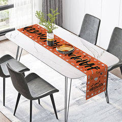 Lofaris Happy Halloween Table Runner with Warm Color Ghost and Pumpkin for Kids Family Party Decor