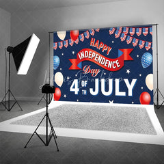 Lofaris Happy Independence Day 4th of July Backdrop American Flag Bunting Patriotic Holiday Party Decoration
