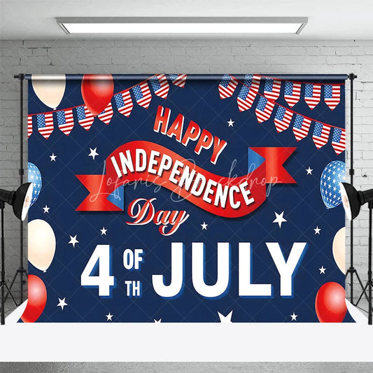Lofaris Happy Independence Day 4th of July Backdrop American Flag Bunting Patriotic Holiday Party Decoration
