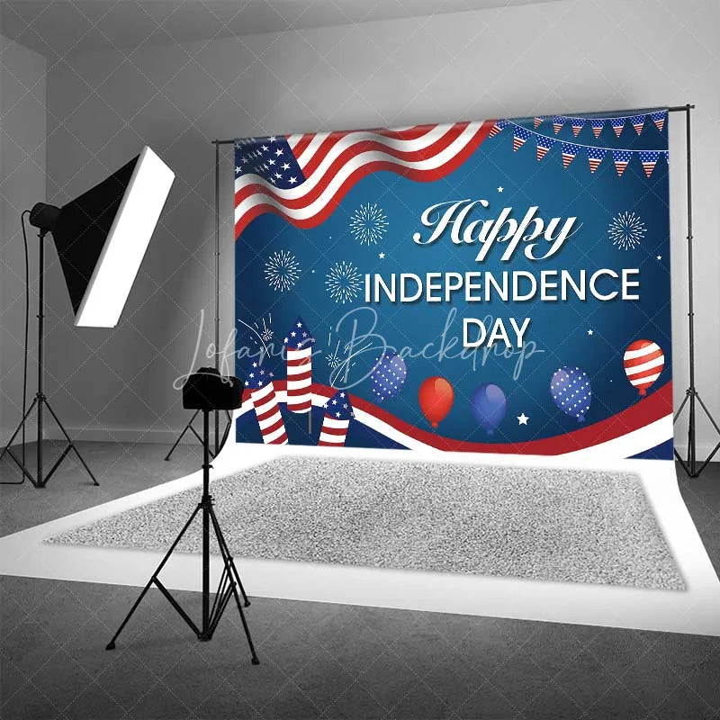 Lofaris Happy Independence Day Backdrop American Flag and Fireworks Photography Background 4th of July Party Decor