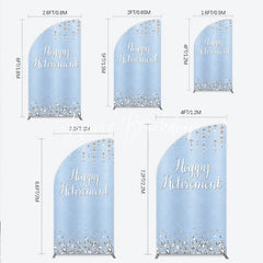 Lofaris Happy Retirement Half Moon Arch Backdrop Light Blue Silver Diamond Glitter Elegant Party Decor