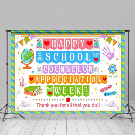 Lofaris Happy School Counselor Appreciation Week Backdrop Colorful Thank You Background Education Party Decoration