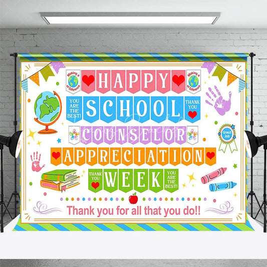 Lofaris Happy School Counselor Appreciation Week Backdrop Colorful Thank You Background Education Party Decoration