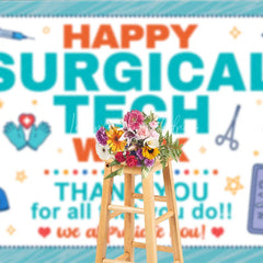 Lofaris Happy Surgical Tech Week Holiday Backdrop Thank You Healthcare Appreciation Decor with Medical Tools