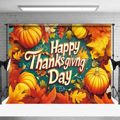 Lofaris Happy Thanksgiving Day Backdrop Autumn Pumpkin Maple Leaves Photography Background
