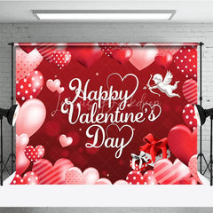 Lofaris Happy Valentines Day Backdrop Red Romantic Cupid Angel White Hearts Background Love Theme Party Decoration Photo Prop