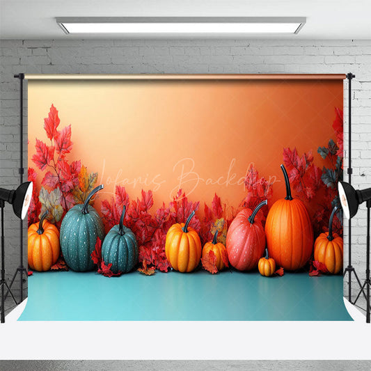 Lofaris Harvest Pumpkins Autumn Maple Leaves Photo Backdrop