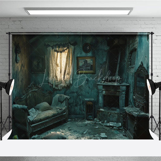 Lofaris Haunted Abandoned Bedroom Photography Backdrop Derelict Interior for Horror Photos Post-Apocalyptic Room Scene