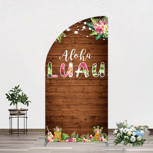 Lofaris Hawaii Aloha Luau Floral Wood Plant Half Moon Arch Backdrop