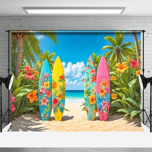 Lofaris Hawaii Outdoor Surfboards Green Summer Vibe Backdrop