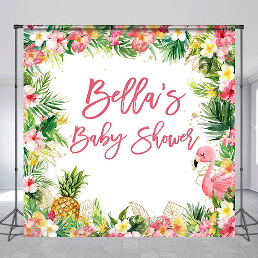 Lofaris Hawaii Summer Floral Custom Baby Shower Backdrop