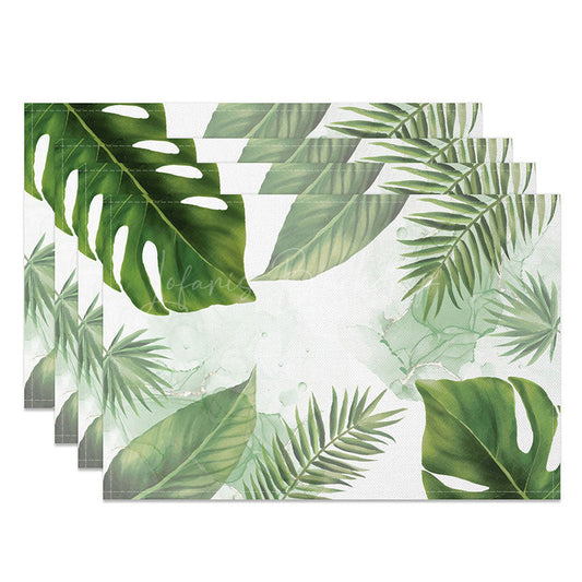 Lofaris Hawaiian Tropical Placemats Set of 4 Fresh Green Boho Palm Leaves for Summer Luau and Beach Party
