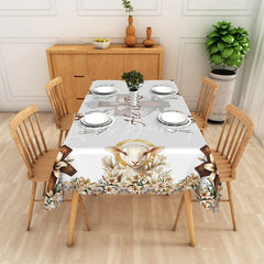 Lofaris He Is Risen Lamb of God Rectangle Tablecloth Religious Easter Sheep Cross Table Cover Christian Holiday Decor