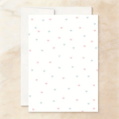 Lofaris He or She Baby Clothes Gender Reveal Invitation Personalized Pink and Blue Hearts Shower Party Decor
