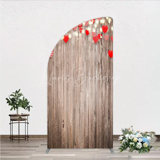 Lofaris Heart Wood Half Moon Arch Backdrop Rustic Valentine’s Day Wedding Engagement Party Decor