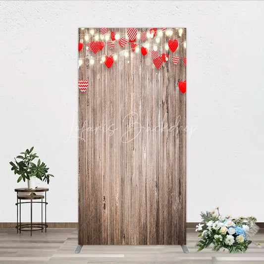 Lofaris Heart Wood Rectangle Backdrop Rustic Valentine’s Day Wedding Engagement Party Decor