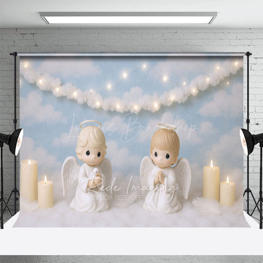 Lofaris Heavenly Angel Candles Blue Sky Cake Smash Backdrop