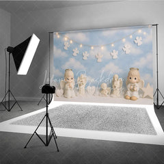 Lofaris Heavenly Little Angel and Blue Sky Photo Backdrop Cherub Blessing Birthday Photography Background