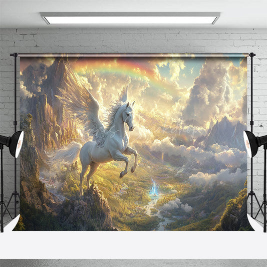 Lofaris Heavenly Pegasus Wonderland Rainbow Lake Backdrop