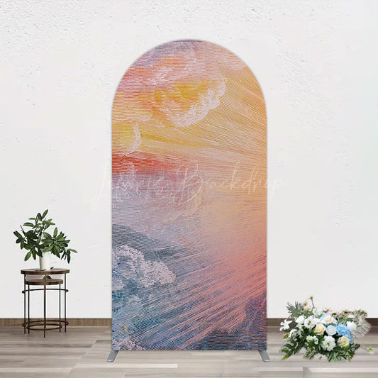Lofaris Heavenly Sunrise Holy Halo Birthday Arch Backdrop
